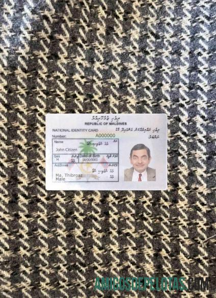 Maldives ID Card olhar de foto frente exemplo